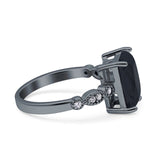 Vintage Emerald Cut Engagement Ring Simulated Cubic Zirconia 925 Sterling Silver