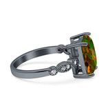 Vintage Emerald Cut Engagement Ring Simulated Cubic Zirconia 925 Sterling Silver