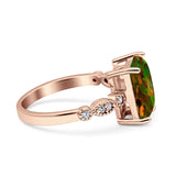 Vintage Emerald Cut Engagement Ring Simulated Cubic Zirconia 925 Sterling Silver