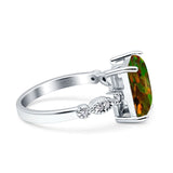 Vintage Emerald Cut Engagement Ring Simulated Cubic Zirconia 925 Sterling Silver