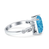 Vintage Emerald Cut Engagement Ring Simulated Cubic Zirconia 925 Sterling Silver