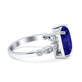 Vintage Emerald Cut Engagement Ring Simulated Cubic Zirconia 925 Sterling Silver