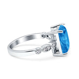 Vintage Emerald Cut Engagement Ring Simulated Cubic Zirconia 925 Sterling Silver