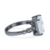 Vintage Emerald Cut Engagement Ring Simulated Cubic Zirconia 925 Sterling Silver