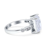 Vintage Emerald Cut Engagement Ring Simulated Cubic Zirconia 925 Sterling Silver