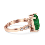 Vintage Emerald Cut Engagement Ring Simulated Cubic Zirconia 925 Sterling Silver