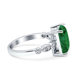 Vintage Emerald Cut Engagement Ring Simulated Cubic Zirconia 925 Sterling Silver