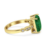 Vintage Emerald Cut Engagement Ring Simulated Cubic Zirconia 925 Sterling Silver