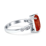 Vintage Emerald Cut Engagement Ring Simulated Cubic Zirconia 925 Sterling Silver