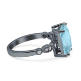 Art Deco Vintage Emerald Cut Natural Aquamarine Engagement Ring