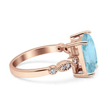 Art Deco Vintage Emerald Cut Natural Aquamarine Engagement Ring
