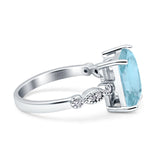 Art Deco Vintage Emerald Cut Natural Aquamarine Engagement Ring