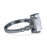 Art Deco Vintage Emerald Cut Natural Moonstone Engagement Ring