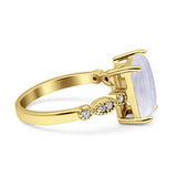 Art Deco Vintage Emerald Cut Natural Moonstone Engagement Ring