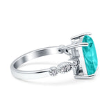 Vintage Emerald Cut Engagement Ring Simulated Cubic Zirconia 925 Sterling Silver