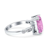 Vintage Emerald Cut Engagement Ring Simulated Cubic Zirconia 925 Sterling Silver