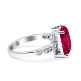 Vintage Emerald Cut Engagement Ring Simulated Cubic Zirconia 925 Sterling Silver