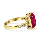 Vintage Emerald Cut Engagement Ring Simulated Cubic Zirconia 925 Sterling Silver