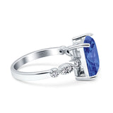 Vintage Emerald Cut Engagement Ring Simulated Cubic Zirconia 925 Sterling Silver