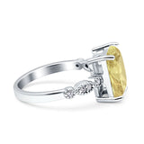 Vintage Emerald Cut Engagement Ring Simulated Cubic Zirconia 925 Sterling Silver