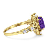 Vintage Inspired Art Deco Oval Engagement Ring Simulated Cubic Zirconia 925 Sterling Silver