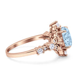 Vintage Inspired Art Deco Oval Engagement Ring Simulated Cubic Zirconia 925 Sterling Silver