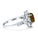 Vintage Inspired Art Deco Oval Engagement Ring Simulated Cubic Zirconia 925 Sterling Silver