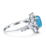 Vintage Inspired Art Deco Oval Engagement Ring Simulated Cubic Zirconia 925 Sterling Silver