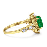 Vintage Inspired Art Deco Oval Engagement Ring Simulated Cubic Zirconia 925 Sterling Silver