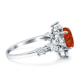 Vintage Inspired Art Deco Oval Engagement Ring Simulated Cubic Zirconia 925 Sterling Silver