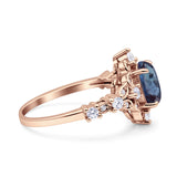 Halo Art Deco Oval Lab Alexandrite Engagement Ring