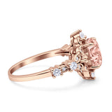 Vintage Inspired Art Deco Oval Engagement Ring Simulated Cubic Zirconia 925 Sterling Silver