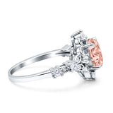 Vintage Inspired Art Deco Oval Engagement Ring Simulated Cubic Zirconia 925 Sterling Silver