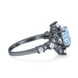 Halo Art Deco Oval Natural Aquamarine Engagement Ring