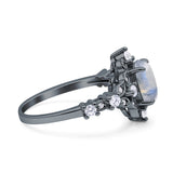 Halo Art Deco Oval Natural Moonstone Engagement Ring