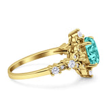 Vintage Inspired Art Deco Oval Engagement Ring Simulated Cubic Zirconia 925 Sterling Silver