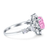 Vintage Inspired Art Deco Oval Engagement Ring Simulated Cubic Zirconia 925 Sterling Silver