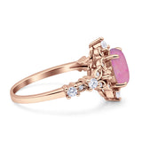 Vintage Inspired Art Deco Oval Engagement Ring Simulated Cubic Zirconia 925 Sterling Silver