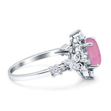 Vintage Inspired Art Deco Oval Engagement Ring Simulated Cubic Zirconia 925 Sterling Silver