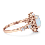 Vintage Inspired Art Deco Oval Engagement Ring Simulated Cubic Zirconia 925 Sterling Silver