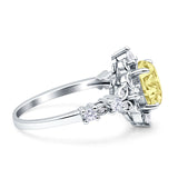 Vintage Inspired Art Deco Oval Engagement Ring Simulated Cubic Zirconia 925 Sterling Silver