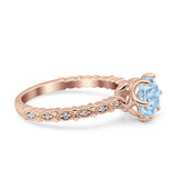 Art Deco Round Engagement Ring Simulated Cubic Zirconia 925 Sterling Silver