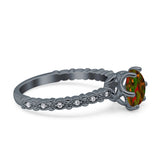 Art Deco Round Engagement Ring Simulated Cubic Zirconia 925 Sterling Silver