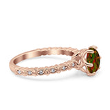 Art Deco Round Engagement Ring Simulated Cubic Zirconia 925 Sterling Silver