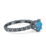 Art Deco Round Engagement Ring Simulated Cubic Zirconia 925 Sterling Silver