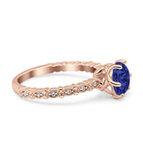 Art Deco Round Engagement Ring Simulated Cubic Zirconia 925 Sterling Silver