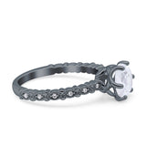 Art Deco Round Engagement Ring Simulated Cubic Zirconia 925 Sterling Silver