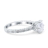 Art Deco Round Engagement Ring Simulated Cubic Zirconia 925 Sterling Silver