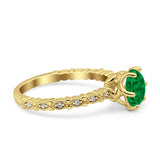 Art Deco Round Engagement Ring Simulated Cubic Zirconia 925 Sterling Silver