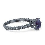 Vintage Dainty Round Lab Alexandrite Engagement Ring
